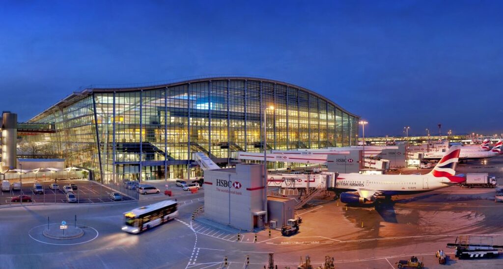 Entrance of Heathrow Airport in London